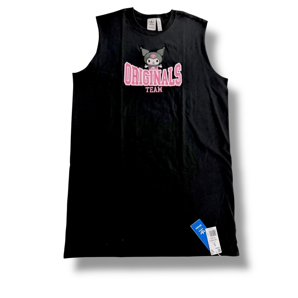 Adidas Tank Dress Women L Black Kuromi Hello Kitty Originals Team JG8054 NWT